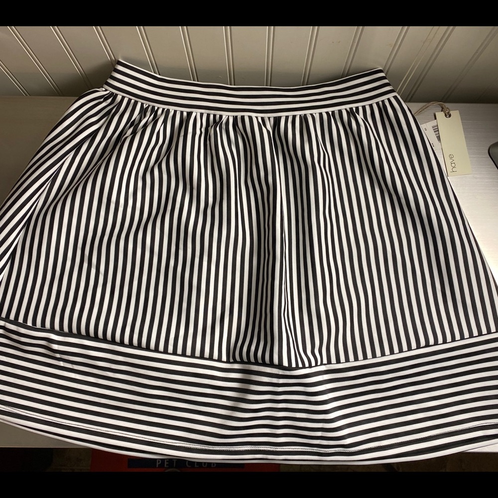 Black and white striped Mini Skirt